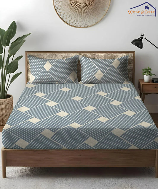 Azure Stripes  Flat Bedsheet With Pillow Covers