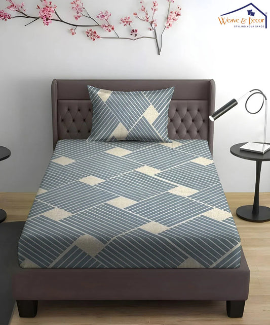 Azure Stripes  Flat Bedsheet With Pillow Covers