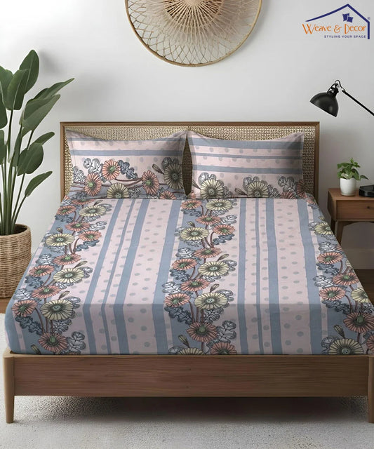 Blossom Stripe Bedsheet With Pillow Covers
