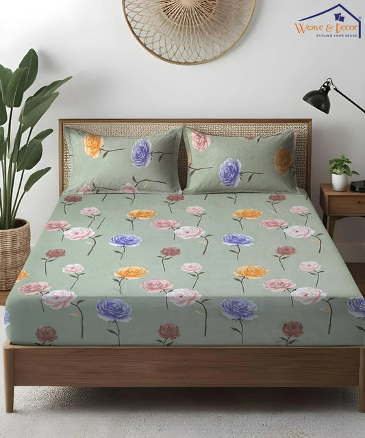 Pastel Garden Flat Bedsheet With Pillow Covers