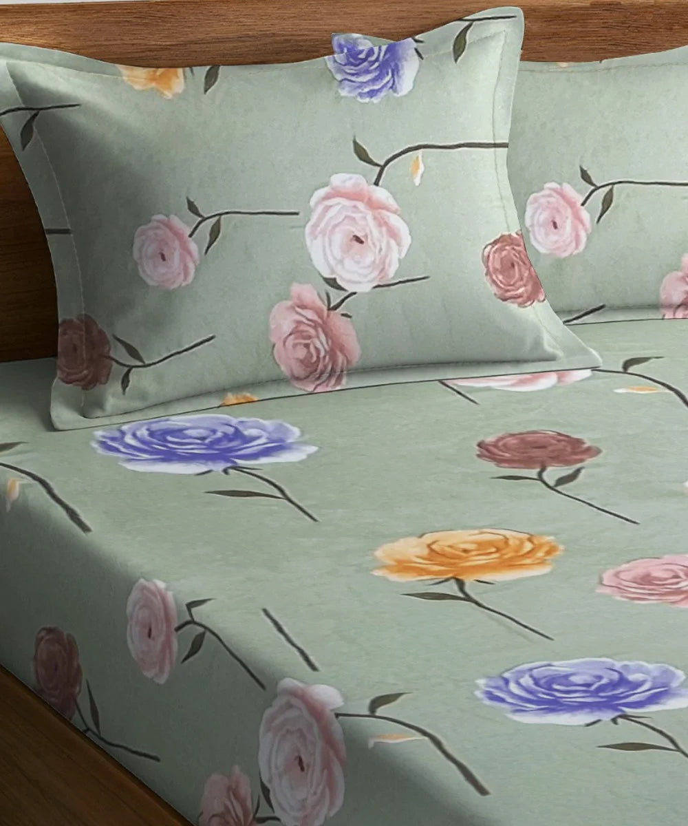 Pastel Garden Flat Bedsheet With Pillow Covers