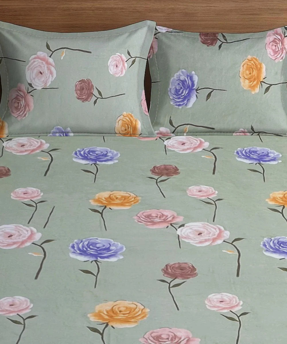 Pastel Garden Flat Bedsheet With Pillow Covers