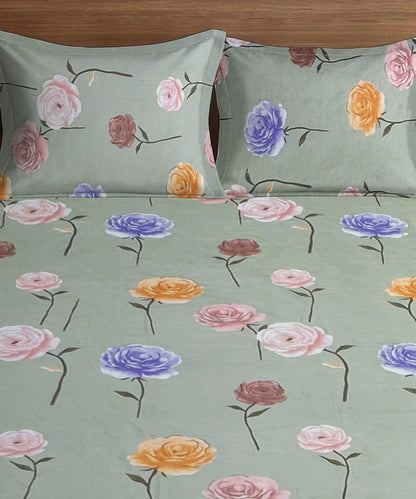 Pastel Garden Flat Bedsheet With Pillow Covers