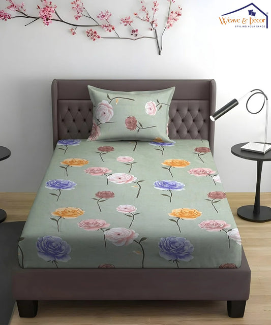 Pastel Garden Flat Bedsheet With Pillow Covers