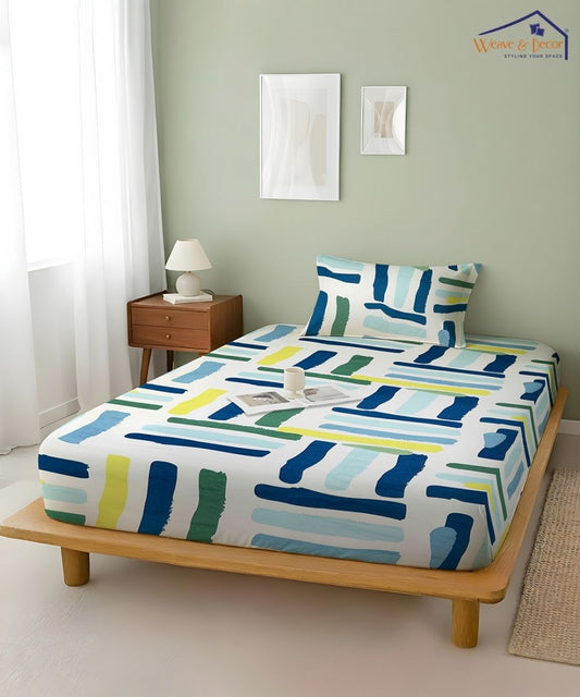 Multi Color Flat Double Bedsheet with 2 Pillow Covers