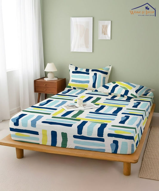 Multi Color Flat Double Bedsheet with 2 Pillow Covers
