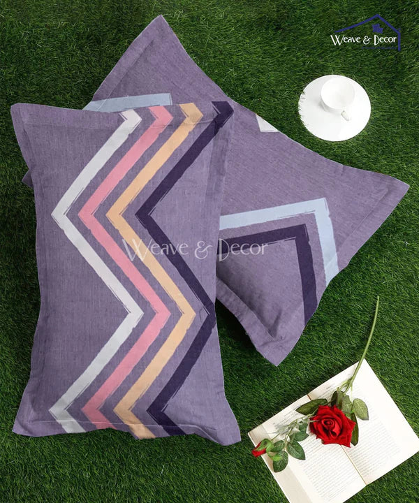 Purple Zigzag Fitted Bedsheet With Pillow Cover