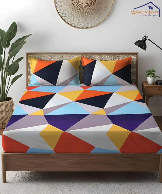 Multicolor Flat Bedsheet With Pillow Covers