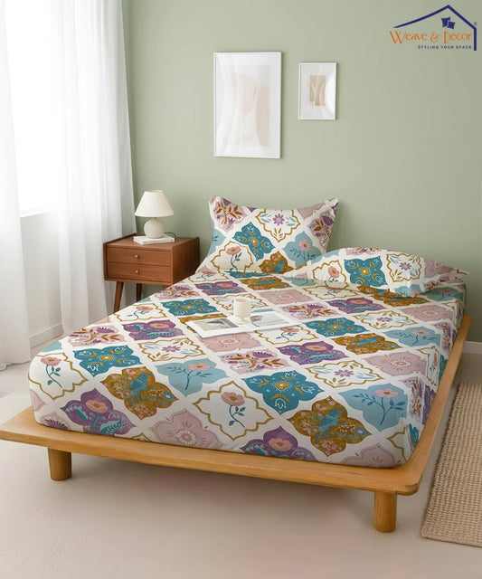 Pretty Floral King Size Bedsheet With 2 Pillow Cover