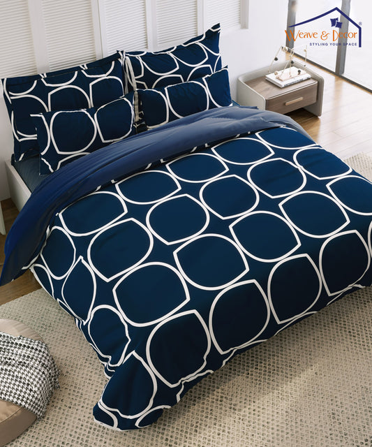 Blue Abstract Flat Single Bedsheet With 1 Pillow Cover