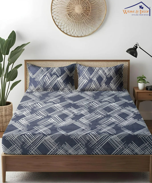Lines Flat Double Bedsheet With 2 Pillow Cover