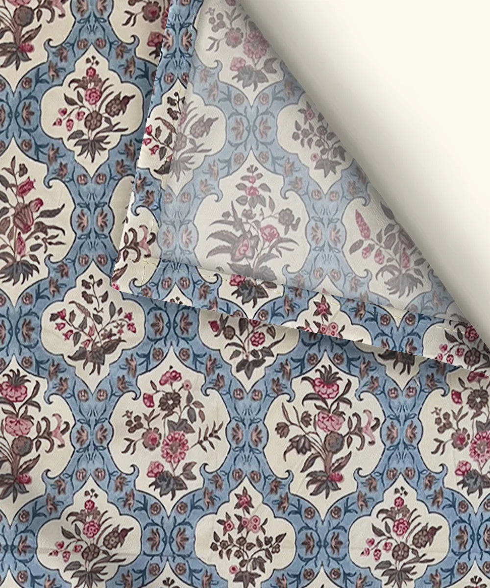 Blue Ethnic King Size Bedsheet With 2 Pillow Cover