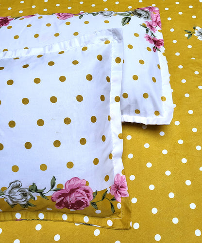 Mustard Floral  Fitted Bedsheet With Pillow Cover