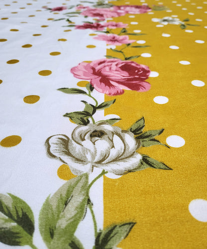 Mustard Floral  Fitted Bedsheet With Pillow Cover