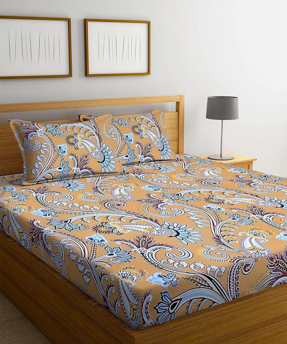 Paisley Blossom Fitted Bedsheet With Pillow Cover