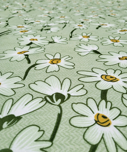 Mint Daisy Delight Fitted Bedsheet With Pillow Cover