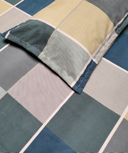 Ocean Grid Fitted Bedsheet With Pillow Cover