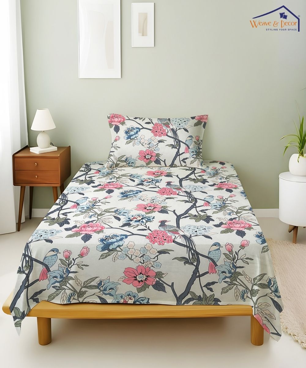 Orchard Elegance Bedsheet With Pillow Covers