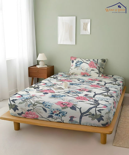Orchard Elegance Bedsheet With Pillow Covers
