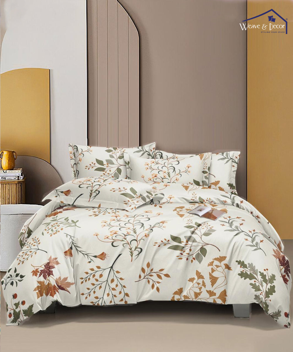 Autumn BreezeFlat Double Bedsheet With 2 Pillow Covers