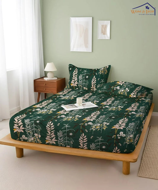 Emerald Forest Charm Flat Bedsheet With Pillow Covers