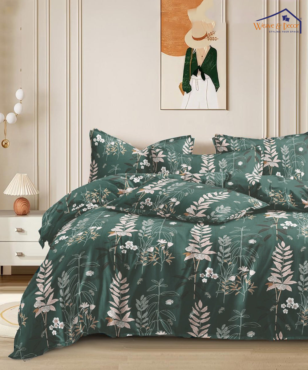 Emerald Forest Charm  Fitted Bedsheet With Pillow Cover