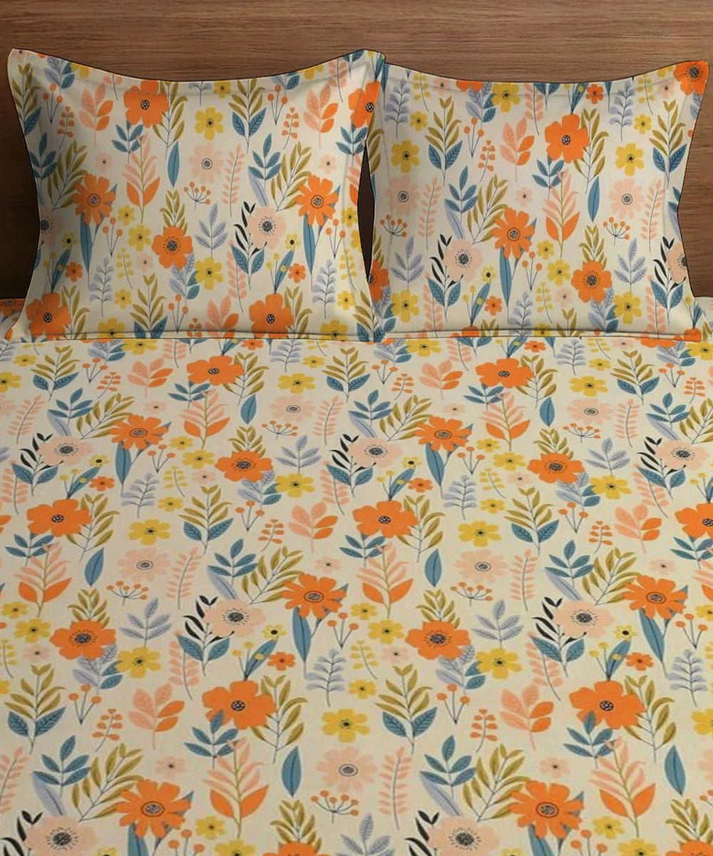Nature's Whimsy King Size Bedsheet With 2 Pillow Cover