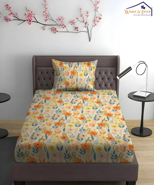 Nature's Whimsy King Size Bedsheet With 2 Pillow Cover