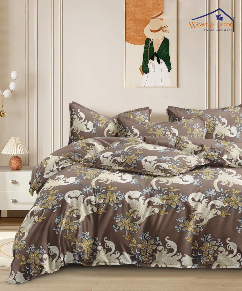 Swirl Floral   Fitted Bedsheet With Pillow Cover