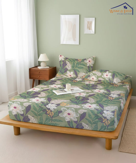 Garden Whisper Flat Double Bedsheet With 2 Pillow Covers