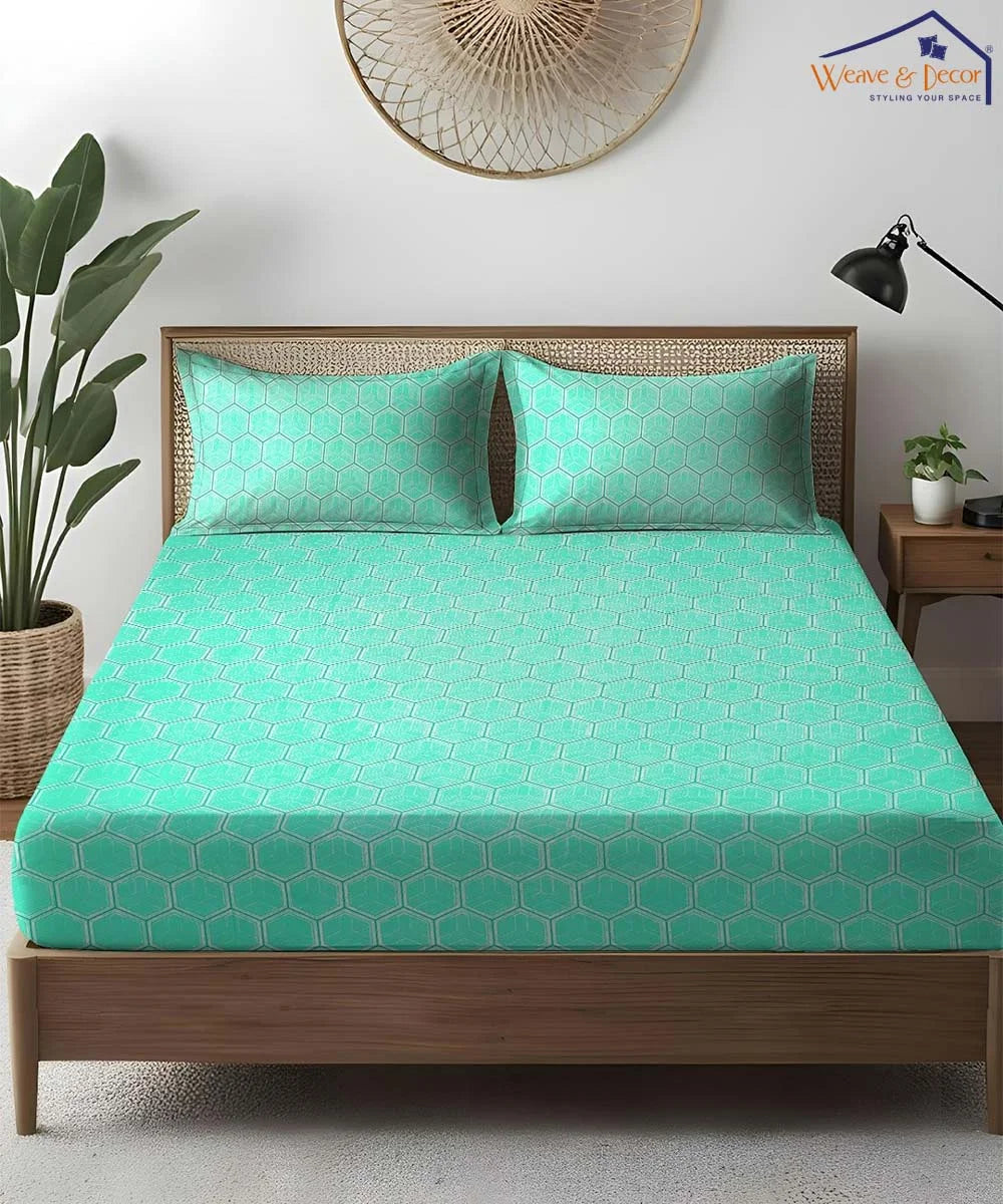 Hexa Bliss King Size Bedsheet With 2 Pillow Cover
