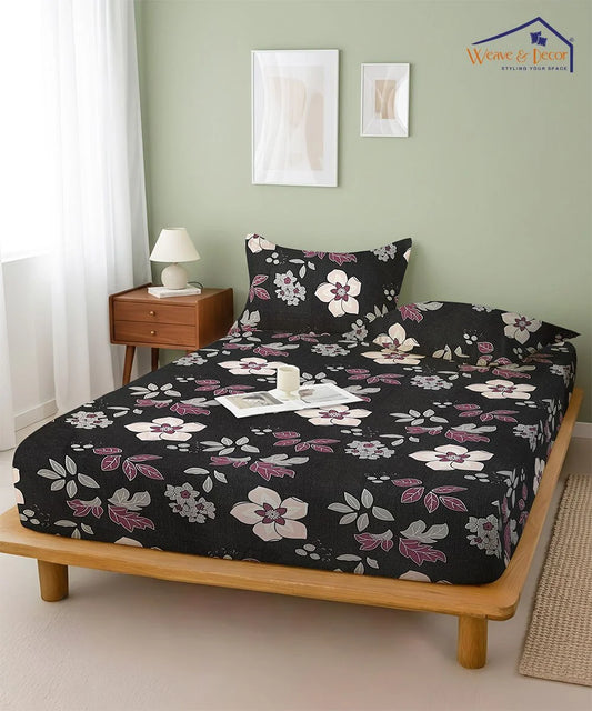 Dusky Bloom Flat Double Bedsheet With 2 Pillow Covers