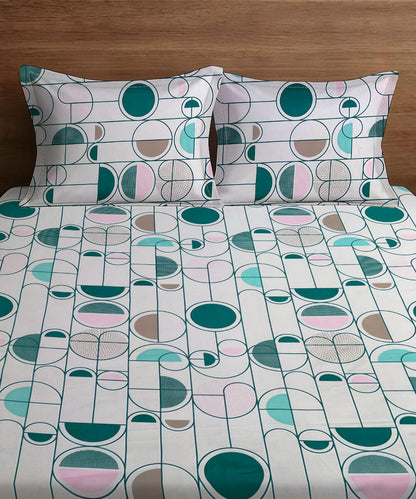 Modern Rounds Flat Bedsheet With Pillow Covers