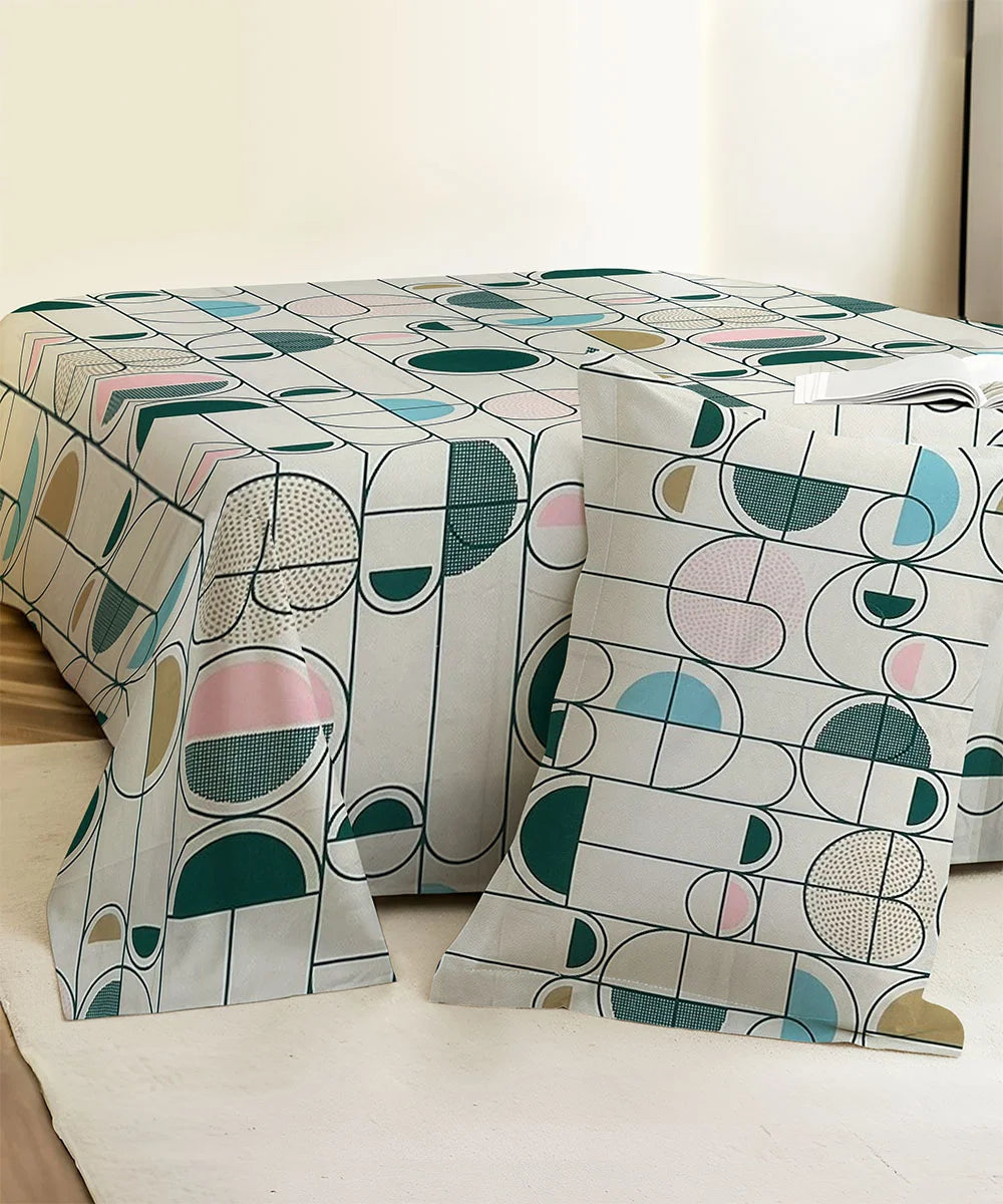 Modern Rounds Flat Double Bedsheet With 2 Pillow Covers