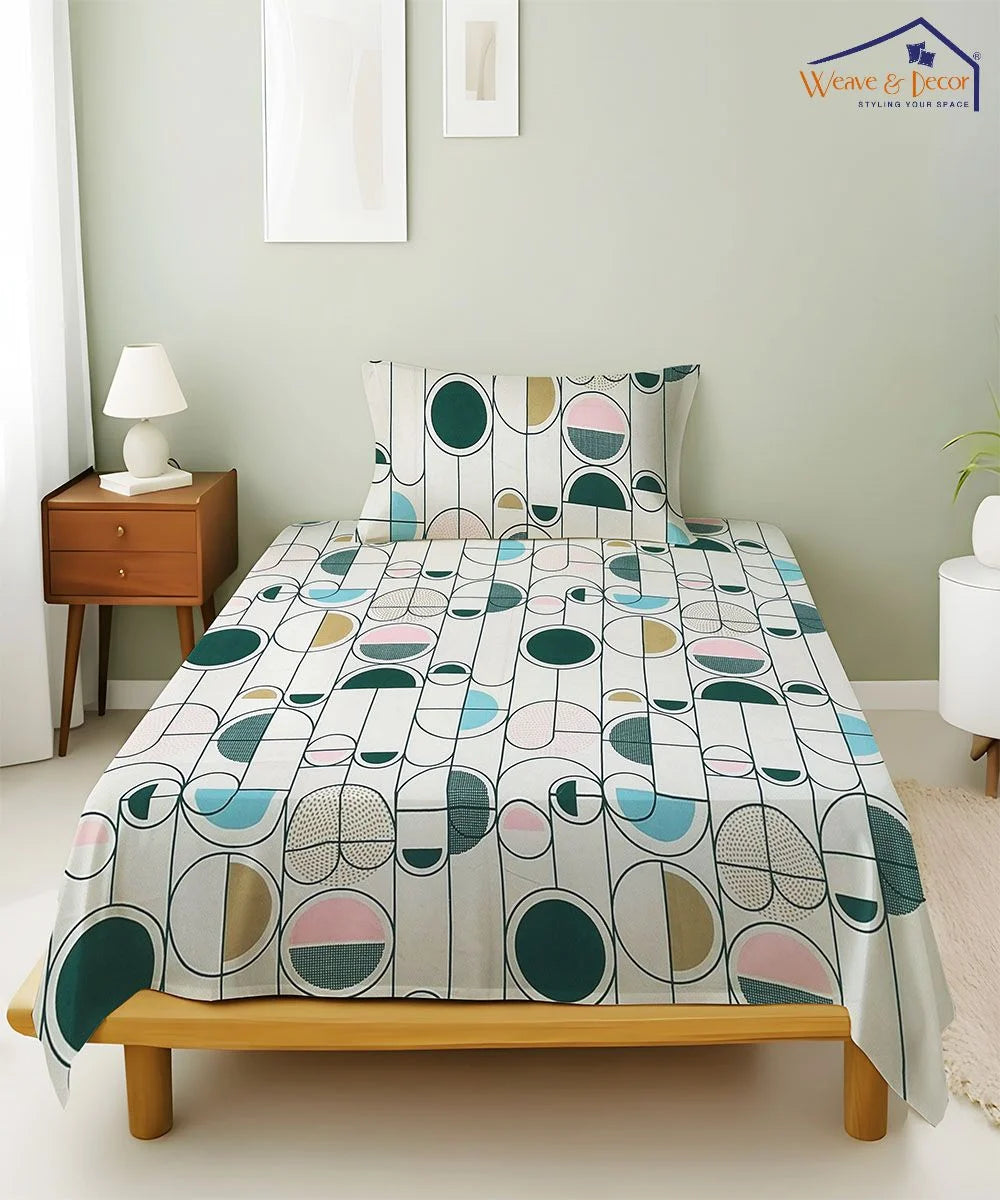 Modern Rounds Flat Double Bedsheet With 2 Pillow Covers