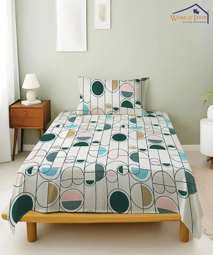 Modern Rounds Flat Double Bedsheet With 2 Pillow Covers