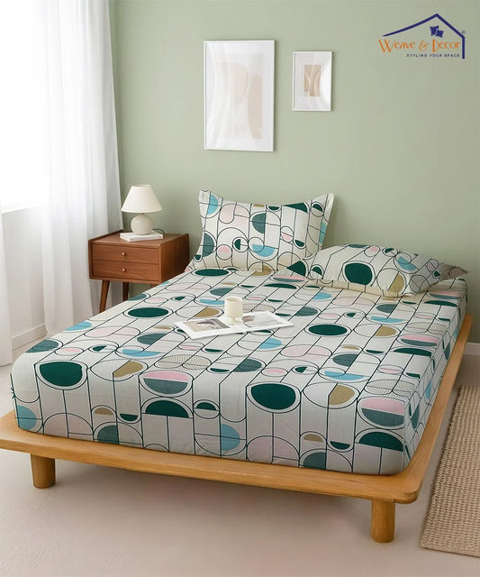 Modern Rounds Flat Double Bedsheet With 2 Pillow Covers