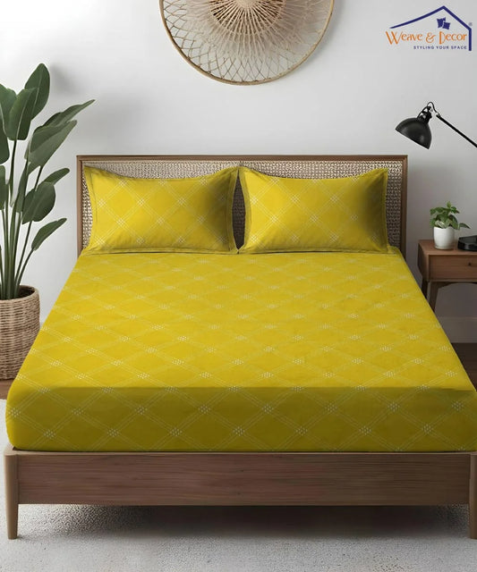 Sunny Checks King Size Bedsheet With 2 Pillow Cover