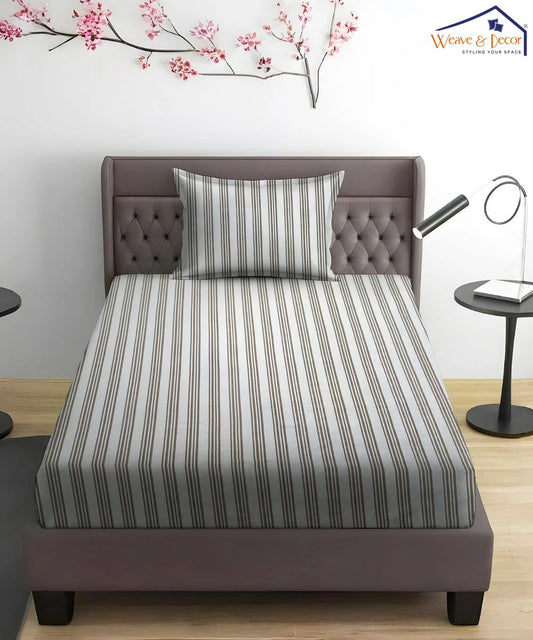 Nordic lines King Size Bedsheet With 2 Pillow Cover