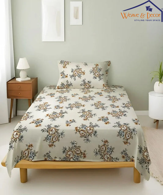 French Garden Flat Bedsheet With Pillow Covers