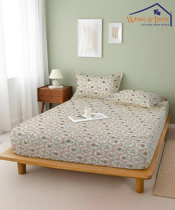 Peach Puff Bedsheet With Pillow Covers