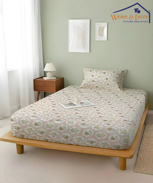 Peach Puff Bedsheet With Pillow Covers