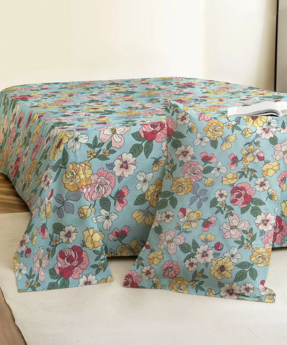 Serene Spring Flat Bedsheet With Pillow Covers