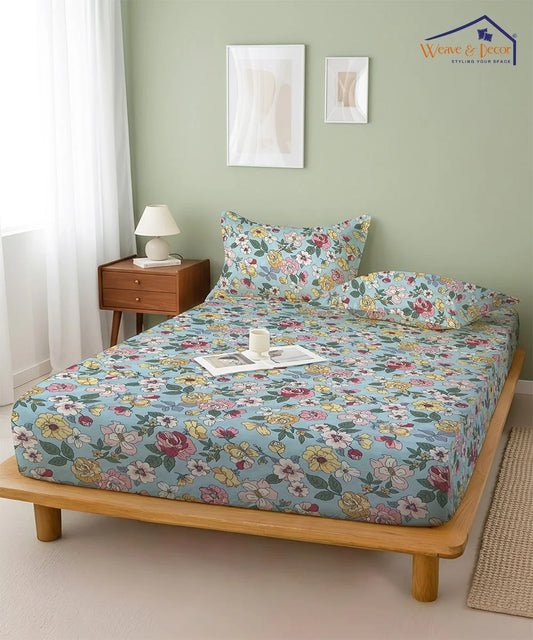 Serene Spring Flat Bedsheet With Pillow Covers