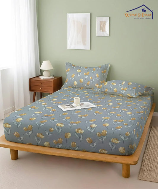 Yellow Whisper Flat Bedsheet With Pillow Covers