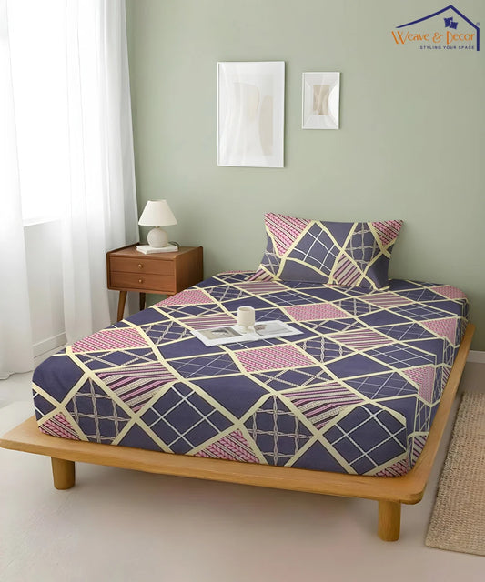Pink Grey Charm King Size Bedsheet With 2 Pillow Cover