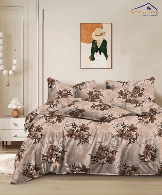 Mocha Blossom  Comforter Set With Bedsheet-4C