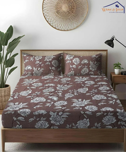 Truffle Florals King Size Bedsheet With 2 Pillow Cover