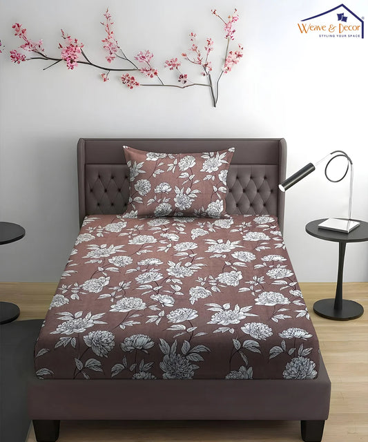 Truffle Florals King Size Bedsheet With 2 Pillow Cover