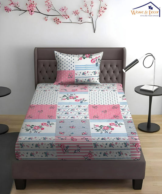 Blush Garden Super King Fitted Bedsheet With 2 Pillow Covers